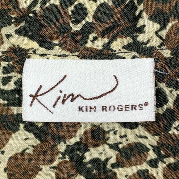 Kim Rogers Top Button Down Size M Brown Animal Print - Picture 11 of 13